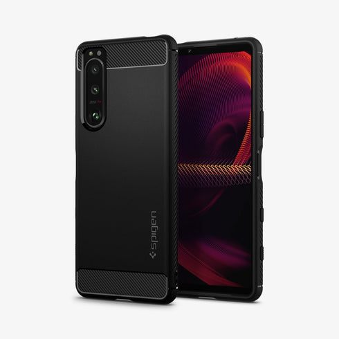 ACS02841 - Sony Xperia 1 III Case Rugged Armor in matte black showing the back